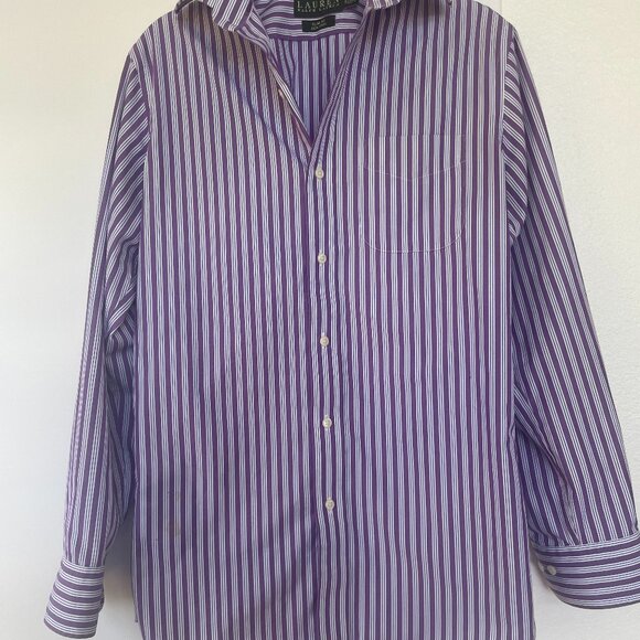 Lauren Ralph Lauren Slim Fit‎ Non Iron Purple  Stripe Dress Shirt, 14½, 32/22 - Picture 1 of 10